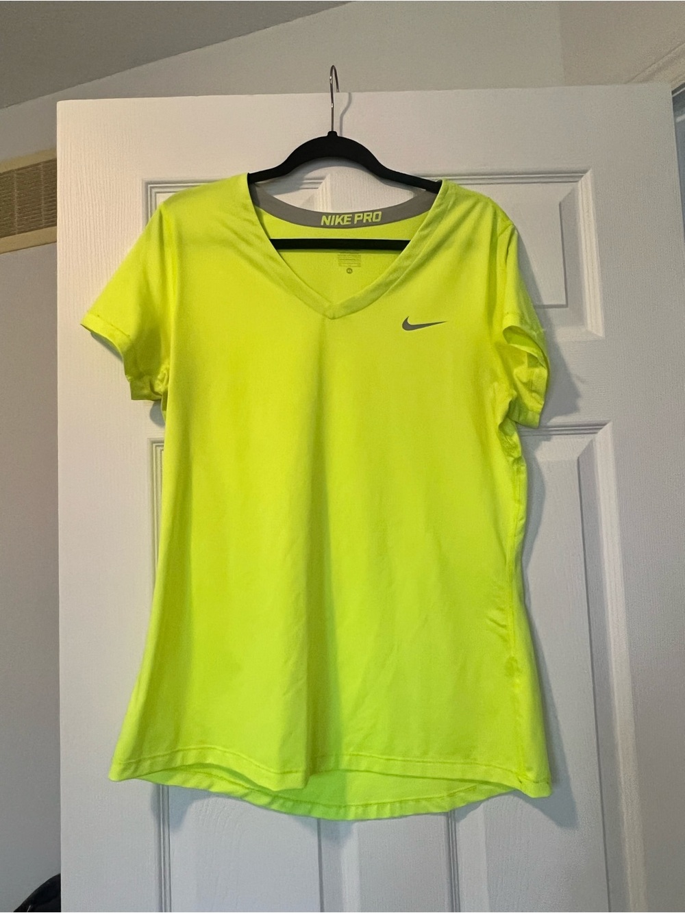 Nike Pro Women's V-Neck Performance T-Shirt in Neon Yellow